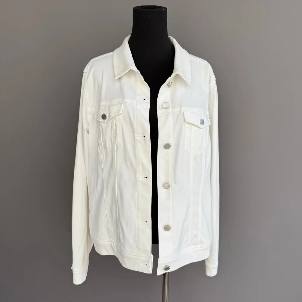 Womens Liverpool white stretch denim jacket - jean jacket - size XL - Picture 1 of 13